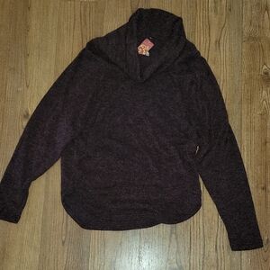 Elegant Dark Purple Cowl Neck Sweater